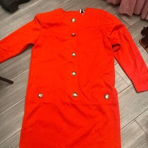 Vintage alert! Vibrant 60s mini dress iconic Red Button-Up Coat